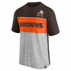 Men's Fanatics Branded Brown/Heathered Gray Cleveland Browns Throwback Colorblock T-Shirt -Metaverse shop unnamed file 28666