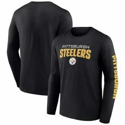 Men's Fanatics Branded Black Pittsburgh Steelers Wordmark Go The Distance Long Sleeve T-Shirt -Metaverse shop unnamed file 2868
