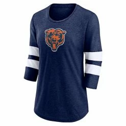 Women's Fanatics Branded Heathered Navy Chicago Bears Primary Logo 3/4 Sleeve Scoop Neck T-Shirt -Metaverse shop unnamed file 28704