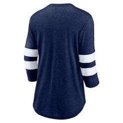 Women's Fanatics Branded Heathered Navy Chicago Bears Primary Logo 3/4 Sleeve Scoop Neck T-Shirt -Metaverse shop unnamed file 28705