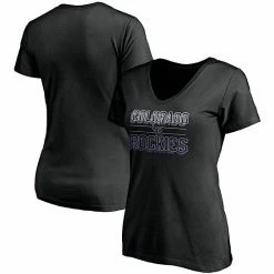 Women's Fanatics Branded Black Colorado Rockies Compulsion To Win V-Neck T-Shirt