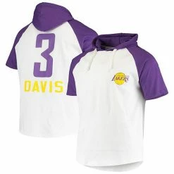 Fanatics Men's Anthony Davis White/Purple Los Angeles Lakers Player Raglan Pullover Hoodie