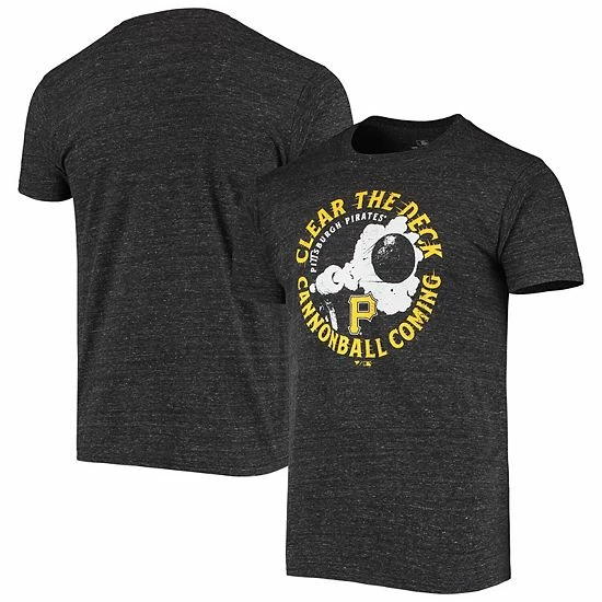 Men's Fanatics Branded Heathered Black Pittsburgh Pirates Clear The Deck Tri-Blend T-Shirt 4 Men's Fanatics Branded Heathered Black Pittsburgh Pirates Clear The Deck Tri-Blend T-Shirt - Image 2