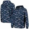 Men's Fanatics Branded Navy Philadelphia 76ers All-Over Workdmark Half-Zip Hoodie Anorak Jacket
