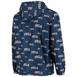 Men's Fanatics Branded Navy Philadelphia 76ers All-Over Workdmark Half-Zip Hoodie Anorak Jacket -Metaverse shop unnamed file 28866