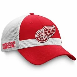 Men's Fanatics Branded Red/White Detroit Red Wings 2020 NHL Draft Authentic Pro Structured Adjustable Trucker Hat -Metaverse shop unnamed file 28887