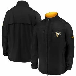 Men's Fanatics Branded Black Pittsburgh Penguins Authentic Pro Locker Room Rink Raglan Full-Zip Jacket