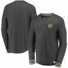 Men's Fanatics Branded Heathered Charcoal Boston Bruins True Classics Henley Long Sleeve T-Shirt