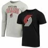 Men's Fanatics Branded Black/Gray Portland Trail Blazers Two-Pack Square Up Short Sleeve & Long Sleeve T-Shirt Combo -Metaverse shop unnamed file 2892