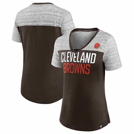Women's Fanatics Branded Brown/Heathered Gray Cleveland Browns Close Quarters V-Neck T-Shirt Women's Fanatics Branded Brown/Heathered Gray Cleveland Browns Close Quarters V-Neck T-Shirt -Metaverse shop unnamed file 29074