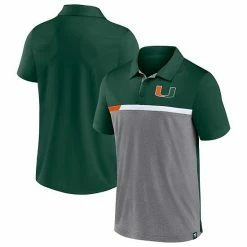 Men's Fanatics Branded Hunter Green/Heathered Gray Miami Hurricanes Split Block Color Block Polo -Metaverse shop unnamed file 29090