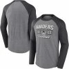 Men's Fanatics Branded Heathered Gray/Heathered Charcoal Las Vegas Raiders Weekend Casual Raglan Tri-Blend Long Sleeve T-Shirt -Metaverse shop unnamed file 2910