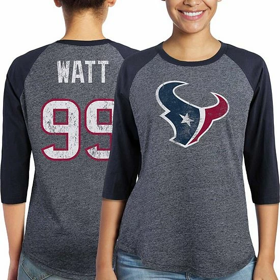 Fanatics Women's Majestic J.J. Watt Navy Houston Texans Player Name & Number Tri-Blend Three-Quarter Sleeve T-Shirt Fanatics Women's Majestic J.J. Watt Navy Houston Texans Player Name & Number Tri-Blend Three-Quarter Sleeve T-Shirt -Metaverse shop unnamed file 29104