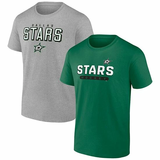 Men's Fanatics Branded Kelly Green/Heathered Gray Dallas Stars Parent 2-Pack T-Shirt Set 4 Men's Fanatics Branded Kelly Green/Heathered Gray Dallas Stars Parent 2-Pack T-Shirt Set - Image 2