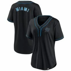 Women's Fanatics Branded Black/Blue Miami Marlins Iconic Diva T-Shirt -Metaverse shop unnamed file 29182