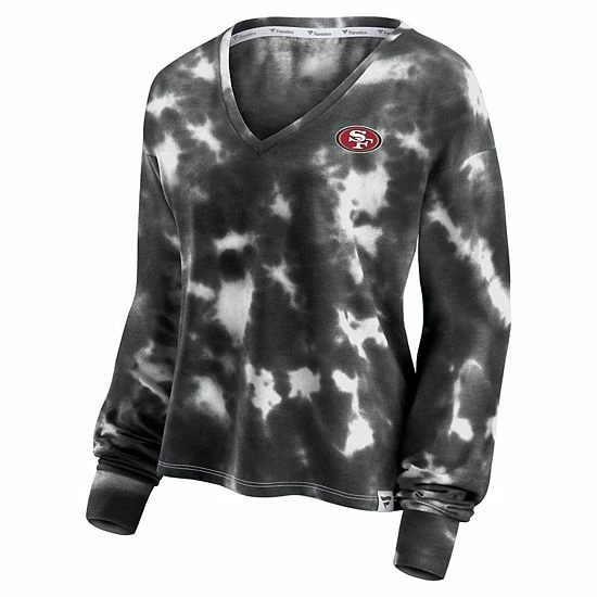 Women's Fanatics Branded White/Black San Francisco 49ers Sport Resort Tie-Dye V-Neck Long Sleeve T-Shirt Women's Fanatics Branded White/Black San Francisco 49ers Sport Resort Tie-Dye V-Neck Long Sleeve T-Shirt -Metaverse shop unnamed file 2923