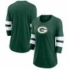 Women's Fanatics Branded Heathered Green Green Bay Packers Primary Logo 3/4 Sleeve Scoop Neck T-Shirt -Metaverse shop unnamed file 2929