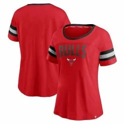 Women's Fanatics Branded Red/Heathered Gray Chicago Bulls Block Party Striped Sleeve T-Shirt 3 Women's Fanatics Branded Red/Heathered Gray Chicago Bulls Block Party Striped Sleeve T-Shirt -Metaverse shop unnamed file 29292