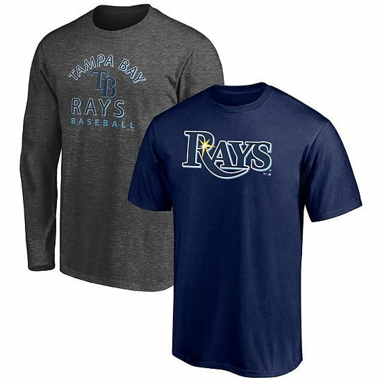 Men's Fanatics Branded Navy/Heathered Charcoal Tampa Bay Rays T-Shirt Combo Pack 3 Men's Fanatics Branded Navy/Heathered Charcoal Tampa Bay Rays T-Shirt Combo Pack