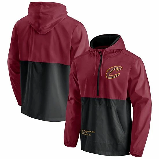 Men's Fanatics Branded Wine/Black Cleveland Cavaliers Anorak Block Party Windbreaker Half-Zip Hoodie Jacket 3 Men's Fanatics Branded Wine/Black Cleveland Cavaliers Anorak Block Party Windbreaker Half-Zip Hoodie Jacket