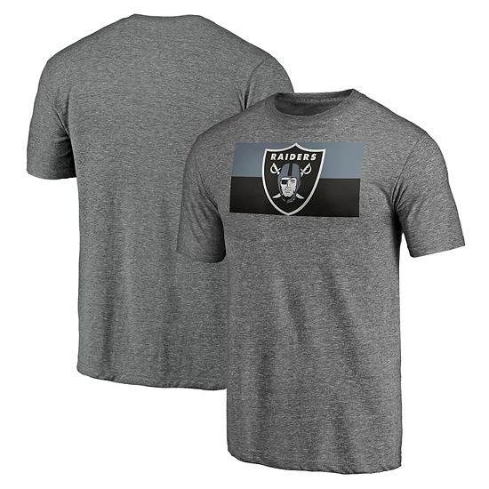 Men's Fanatics Branded Heathered Gray Las Vegas Raiders Block Party Square Off Tri-Blend T-Shirt 4 Men's Fanatics Branded Heathered Gray Las Vegas Raiders Block Party Square Off Tri-Blend T-Shirt - Image 2