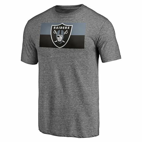 Men's Fanatics Branded Heathered Gray Las Vegas Raiders Block Party Square Off Tri-Blend T-Shirt 5 Men's Fanatics Branded Heathered Gray Las Vegas Raiders Block Party Square Off Tri-Blend T-Shirt - Image 3