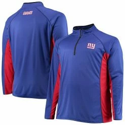 Men's Fanatics Branded Royal/Red New York Giants Big & Tall Polyester Quarter-Zip Raglan Jacket