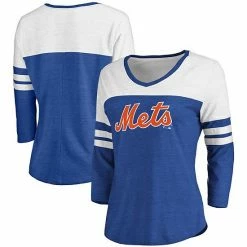 Women's Fanatics Branded Heathered Royal/White New York Mets Official Wordmark 3/4 Sleeve V-Neck T-Shirt 3 Women's Fanatics Branded Heathered Royal/White New York Mets Official Wordmark 3/4 Sleeve V-Neck T-Shirt -Metaverse shop unnamed file 2981