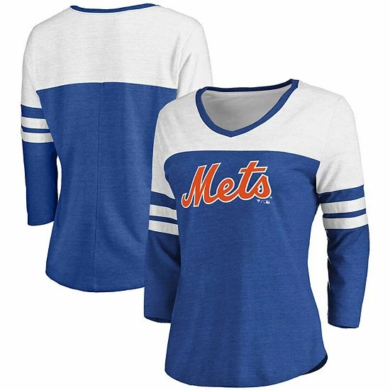 Women's Fanatics Branded Heathered Royal/White New York Mets Official Wordmark 3/4 Sleeve V-Neck T-Shirt Women's Fanatics Branded Heathered Royal/White New York Mets Official Wordmark 3/4 Sleeve V-Neck T-Shirt -Metaverse shop unnamed file 2981