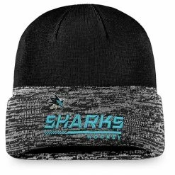 Men's Fanatics Branded Black San Jose Sharks Authentic Pro Locker Room Official Graphic Cuffed Knit Hat