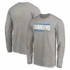 Men's Fanatics Branded Heathered Gray Los Angeles Chargers On Side Stripe Long Sleeve T-Shirt -Metaverse shop unnamed file 29846