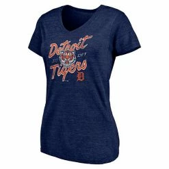 Women's Fanatics Branded Heathered Navy Detroit Tigers Roar Hometown Collection Tri-Blend V-Neck T-Shirt -Metaverse shop unnamed file 29902