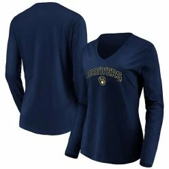 Women's Fanatics Branded Navy Milwaukee Brewers Core Team Lockup Long Sleeve V-Neck T-Shirt 3 Women's Fanatics Branded Navy Milwaukee Brewers Core Team Lockup Long Sleeve V-Neck T-Shirt -Metaverse shop unnamed file 29904