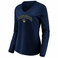Women's Fanatics Branded Navy Milwaukee Brewers Core Team Lockup Long Sleeve V-Neck T-Shirt 4 Women's Fanatics Branded Navy Milwaukee Brewers Core Team Lockup Long Sleeve V-Neck T-Shirt -Metaverse shop unnamed file 29905