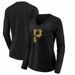 Alternative view of Women's Fanatics Branded Black Pittsburgh Pirates Core Team Long Sleeve V-Neck T-Shirt