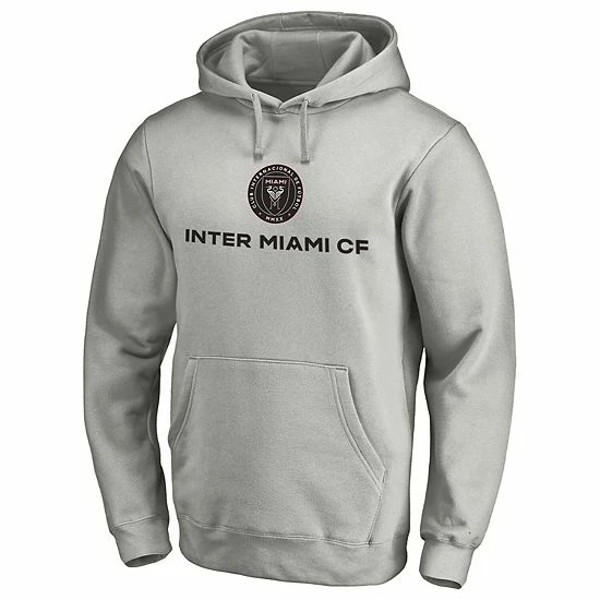 Men's Fanatics Branded Heathered Gray Inter Miami CF Primary Logo Pullover Hoodie 5 Men's Fanatics Branded Heathered Gray Inter Miami CF Primary Logo Pullover Hoodie - Image 3