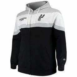 Fanatics Men's Majestic Black/Gray San Antonio Spurs Big & Tall Colorblock Wordmark Tripod Full-Zip Hoodie