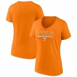 Women's Fanatics Branded Tennessee Orange Tennessee Volunteers Clean Stack Baseball V-Neck T-Shirt