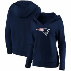 Women's Fanatics Branded Navy New England Patriots Primary Team Logo V-Neck Pullover Hoodie -Metaverse shop unnamed file 30215