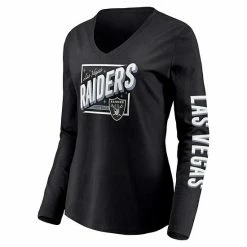Women's Fanatics Branded Black Las Vegas Raiders Hometown Collection V-Neck Long Sleeve T-Shirt -Metaverse shop unnamed file 30303