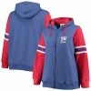 Women's Fanatics Branded Royal/Red New York Giants Plus Size Primary Logo Script Full-Zip Hoodie