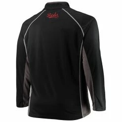 Men's Fanatics Branded Black/Charcoal Cincinnati Reds Big & Tall Pebble Raglan Quarter-Zip Jacket -Metaverse shop unnamed file 30412