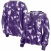 Women's Fanatics Branded White/Purple Baltimore Ravens Sport Resort Tie-Dye V-Neck Long Sleeve T-Shirt