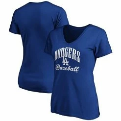 Women's Fanatics Branded Royal Los Angeles Dodgers Victory Script V-Neck T-Shirt