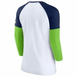 Women's Fanatics Branded White/College Navy Seattle Seahawks Durable Raglan 3/4-Sleeve T-Shirt -Metaverse shop unnamed file 3058