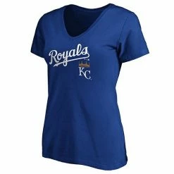 Women's Fanatics Branded Royal Kansas City Royals Team Logo Lockup V-Neck T-Shirt -Metaverse shop unnamed file 30583