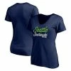 Women's Fanatics Branded College Navy Seattle Seahawks Long Stride V-Neck T-Shirt -Metaverse shop unnamed file 30585