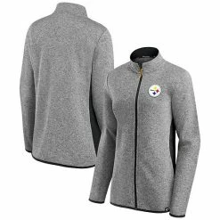 Women's Fanatics Branded Heathered Gray/Black Pittsburgh Steelers Block Party Primary Logo Full-Zip Jacket