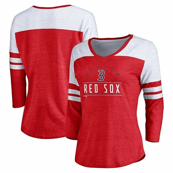Women's Fanatics Branded Heather Red/White Boston Red Sox League Leader Tri-Blend Three-Quarter Sleeve V-Neck T-Shirt Women's Fanatics Branded Heather Red/White Boston Red Sox League Leader Tri-Blend Three-Quarter Sleeve V-Neck T-Shirt -Metaverse shop unnamed file 3071
