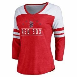 Women's Fanatics Branded Heather Red/White Boston Red Sox League Leader Tri-Blend Three-Quarter Sleeve V-Neck T-Shirt 4 Women's Fanatics Branded Heather Red/White Boston Red Sox League Leader Tri-Blend Three-Quarter Sleeve V-Neck T-Shirt -Metaverse shop unnamed file 3073
